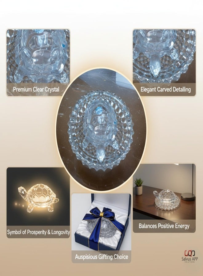 Salvus APP SOLUTIONS Crystal Turtle with Crystal Plate for Vastu, Pooja & Home Table Décor | Feng Shui Showpiece | Attract Good Luck & Success | Perfect for Gifting & Home, Table Decor - Image 3